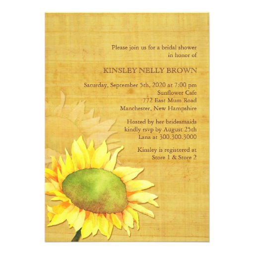 Papyrus Sunflower Rustic Fall Bridal Shower Invite