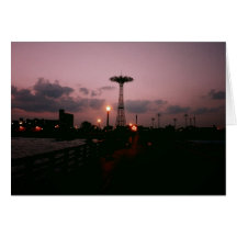 Parachute Jump, Coney Island at Sunset Greeting Cards