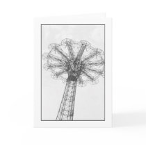 Parachute Jump Tower Blank Greeting Card