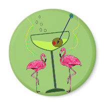"Paradise Awakening"--Pink flamingo & Martini magnets by gailg1957 "Paradise Awakening"--Pink flamingo & Martini magnets