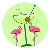 "Paradise Awakening"--Pink flamingo & Martini stickers