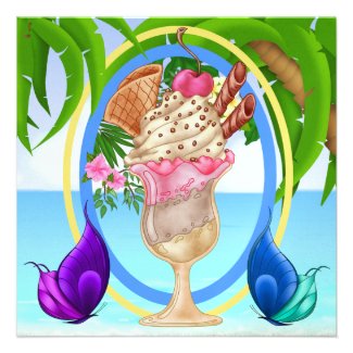 Paradise Beach Ice Cream Custom Announcements