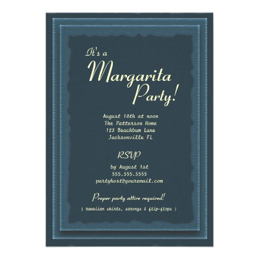 Paradise Blue Hawaii Margarita Party Invitation