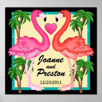 Paradise Flamingo Love Poster