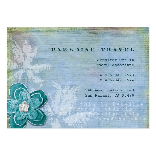 Paradise Travel Chubby Business Cards (back side)
