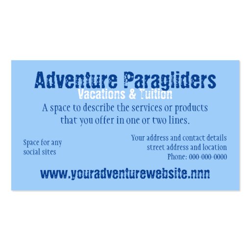 Paragliding business card (back side)