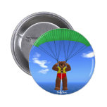 Paragliding Dinky Bear Pinback Button