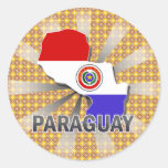 Paraguay Flag Map 2.0 Round Sticker