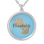 Paraguay Map + Name Necklace