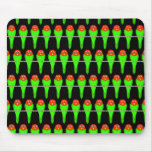 Parakeet Bird Pattern on Black. Mousepads