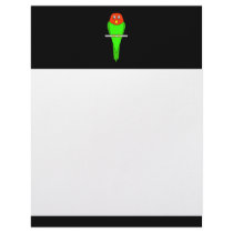 Parakeet Cartoon. Bird on a perch. Personalized Letterhead