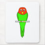 Parakeet Cartoon. Bird on a perch. Mousepad