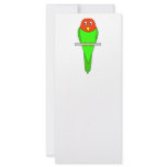 Parakeet Cartoon. Bird on a perch. Rack Card Design