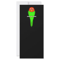 Parakeet Cartoon. Bird on a perch. Rack Card Template