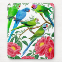 Parakeets and Peonies Mousepad by twopurringcats Parakeets and Peonies Mousepad