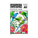 Parakeets and Peonies Postage postage by twopurringcats Parakeets and Peonies Postage postage