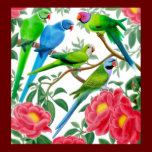 Parakeets & Peonies Print posters