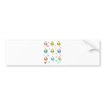 Parakeets & Polka Dots Pattern Bumper Sticker