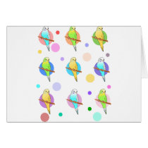 Parakeets & Polka Dots Pattern Card