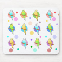 Parakeets & Polka Dots Pattern Mousepad