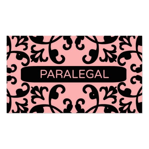 Paralegal Peach Damask Business Card (front side)
