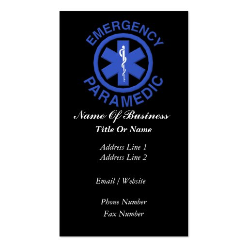 Paramedic Business Card (front side)