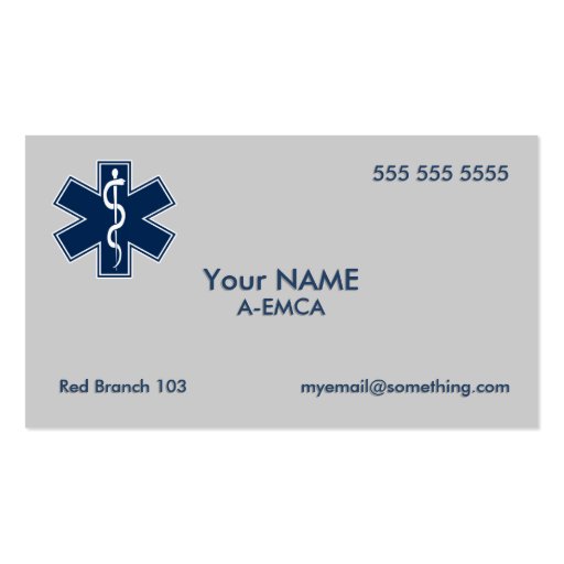 Paramedic EMT EMS Business Card Template (front side)