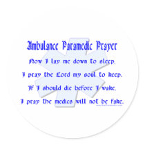 Paramedic Prayer Stickers stickers