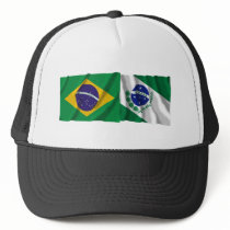 Paraná &  Brazil Waving Flags Mesh Hats