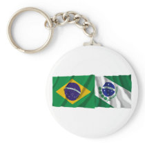 Paraná &  Brazil Waving Flags Keychains