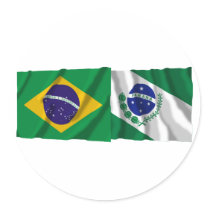 Paraná &  Brazil Waving Flags Round Stickers