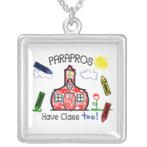 Parapros Have Class Too Schoolhouse Crayon Drawing necklaces