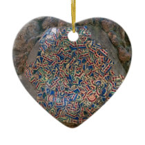 Parc Guell Mosaic Rainbow and Orange Heart Christmas Tree Ornaments