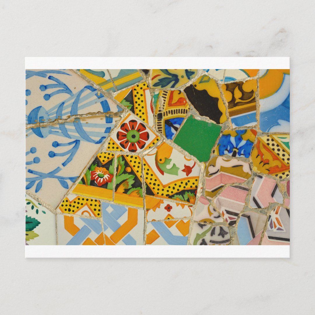 Parc Guell Yellow Ceramic Tiles In Barcelona Spain Postcard Zazzle