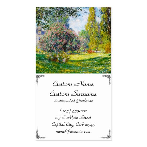 Parc Monceau, Paris Claude Monet Business Card (front side)