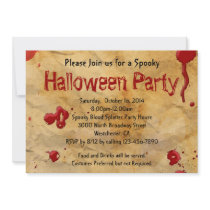 Parchment, Blood Splatter Halloween Invitations