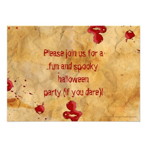 Parchment, Blood Splatter Halloween Invitations