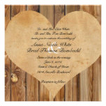 Parchment Heart Wood Country Wedding Invitation