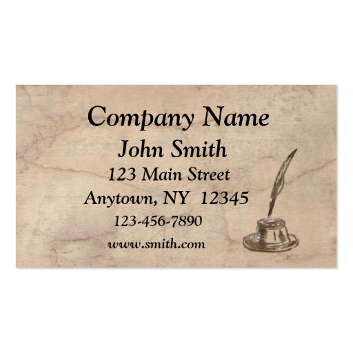 Parchment Inkwell Business Card (front side)