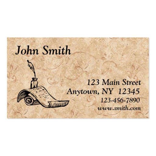 Parchment Inkwell Business Card (front side)