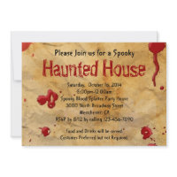 Parchment Paper /Blood Splatter Haunted House Personalized Invites