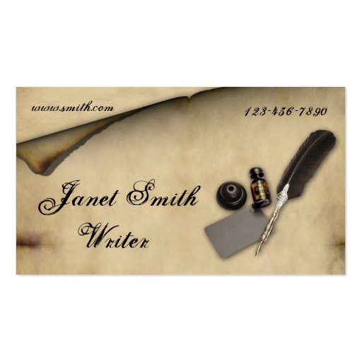 Parchment Quill Business Card (front side)