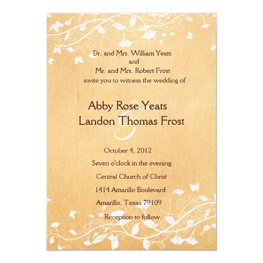 Parchment White Vine Wedding Invitation Zazzle