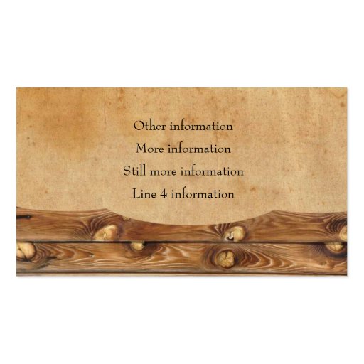 Parchment Wood Rustic Country Business Cards (back side)