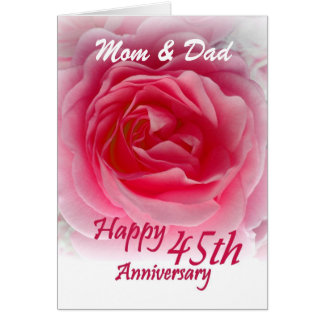 anniversary 35th wedding parents 45th happy greeting rose pink card gifts names custom cards zazzle