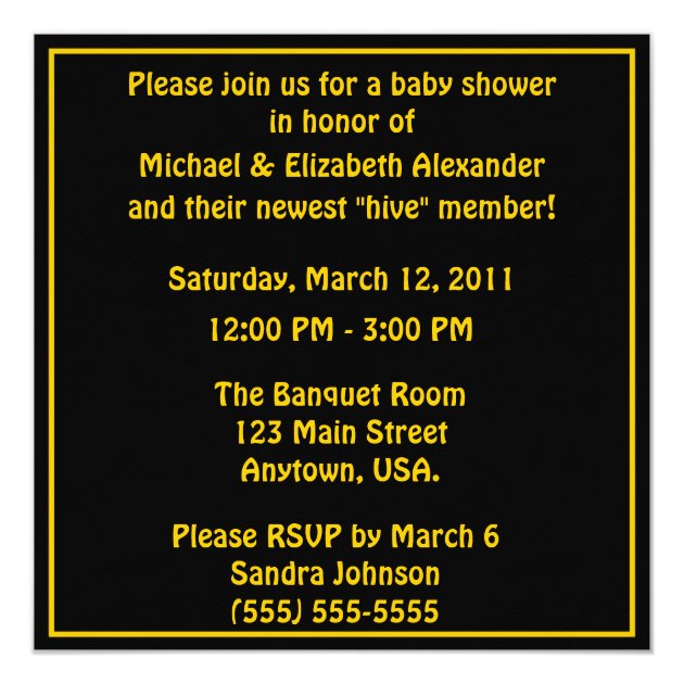 Parents To Bee Bumble Bee Baby Shower Card