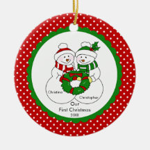 Pares del muñeco de nieve nuestro primer ornamento ornaments para arbol de navidad