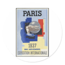 Paris 1937 round stickers
