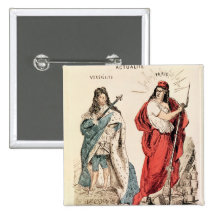 Paris and Versailles Glaring at Each Other, 1871 Pinback Buttons