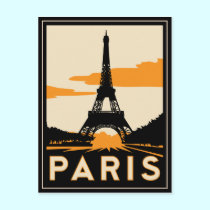 paris art deco retro travel poster postcard